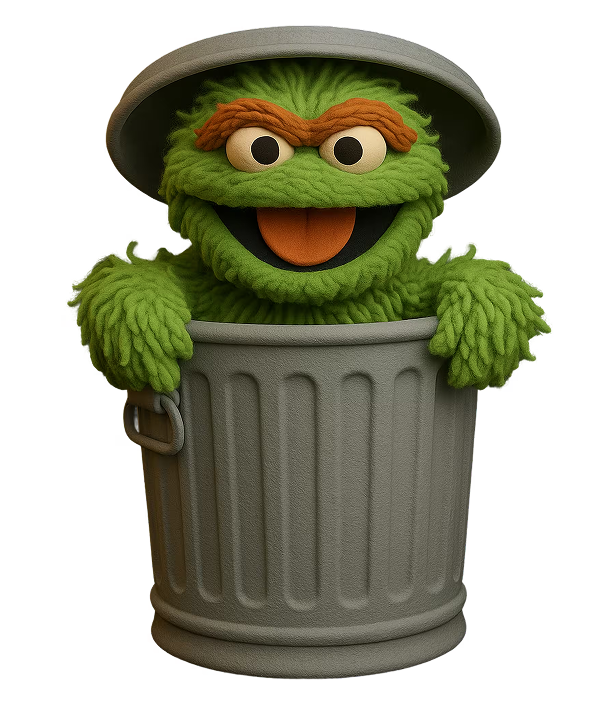 Gorbagio in trash can